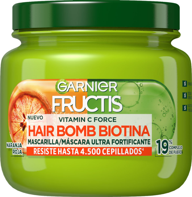 Маска для волосся Garnier Fructis Vitamin C Force Hair Bomb Biotin 320 мл (3600542542807) - зображення 1