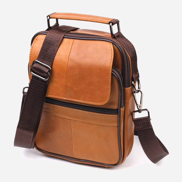 Сумка-планшет через плечо мужская из натуральной кожи Vintage leather-21273 Рыжая 