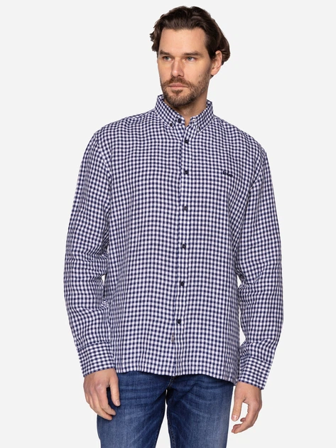 Сорочка бавовняна чоловіча Lee Cooper RODOS-2021 3XL Темно-синя з білим (5904347391201) - зображення 3