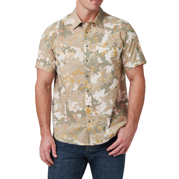 Сорочка тактична 5.11 Tactical Wyatt Print Short Sleeve Shirt Sand Dune Canopy Camo 2XL (71231-1096) - зображення 1