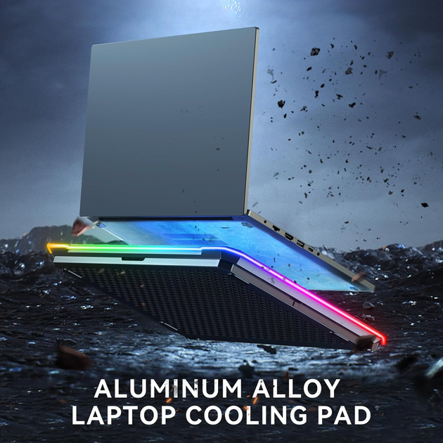 Підставка для ноутбука з охолодженням VHG K15 з USB хабом, RGB-підсвічуванням та підставкою для телефона, Laptop Cooling Pad, Silver - изображение 7