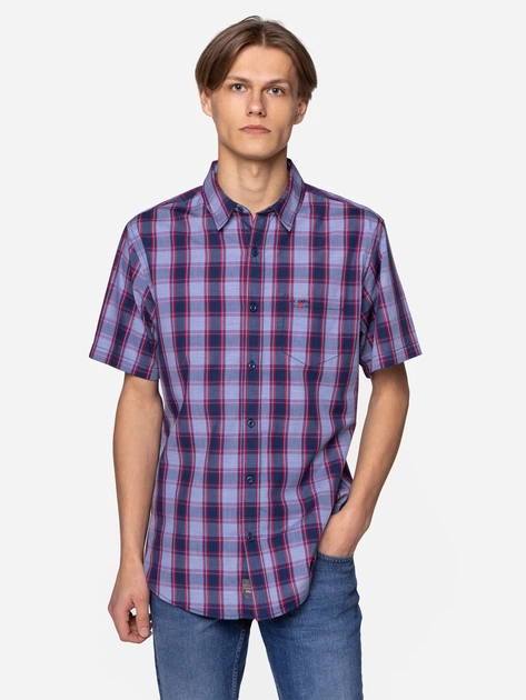 Сорочка бавовняна чоловіча Lee Cooper WILL2-9127 L Синій/Червоний (5904347389468) - зображення 3