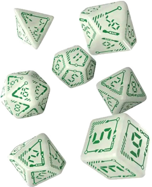Набір кубиків Q-Workshop RPG Цифровий фосфоресціюючий біло-зелений 7 шт (5907699496020) - зображення 1