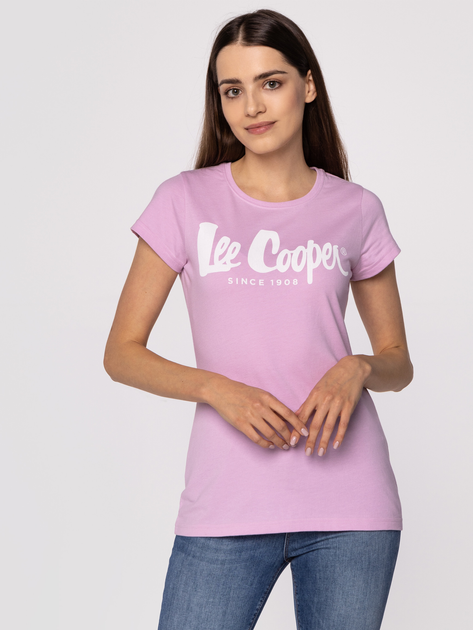 Футболка бавовняна жіноча Lee Cooper LOGAN3-3030 S Рожева (5904347389079) - зображення 1