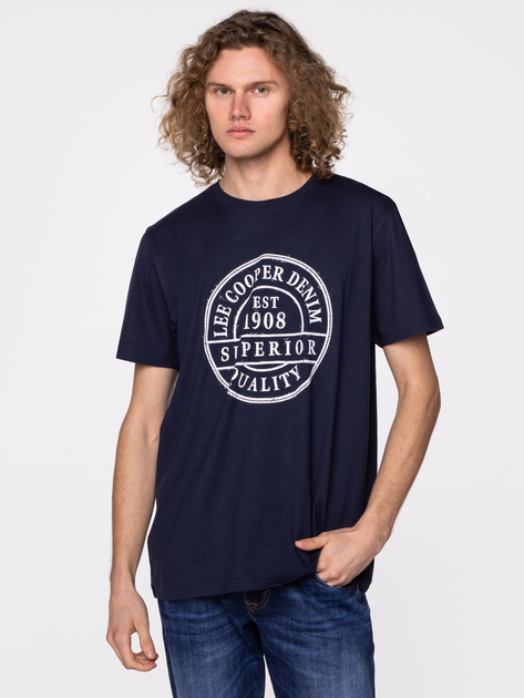 Koszulka męska bawełniana Lee Cooper BRAND8-8010 L Niebieska (5904347395988) - obraz 1