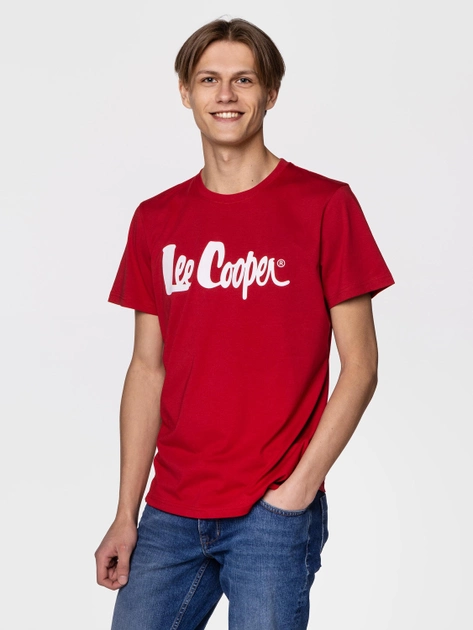 Koszulka męska bawełniana Lee Cooper SCRIPT5-2405 M Czerwona (5904347396183) - obraz 1