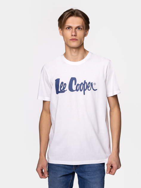 Футболка бавовняна чоловіча Lee Cooper SCRIPT5-2405 2XL Біла (5904347396114) - зображення 1
