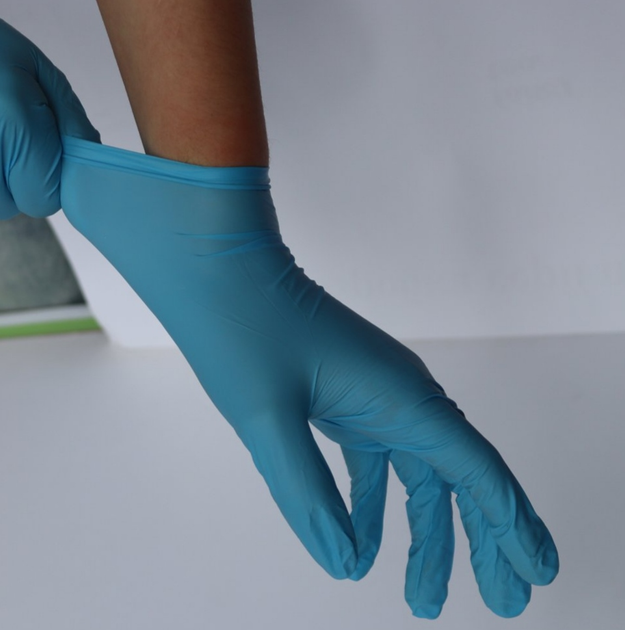 Перчатки смотровые медицинские MD Fonscare нитриловые неприпудренные Размер М 100 шт Синие (6905642864338) - изображение 2
