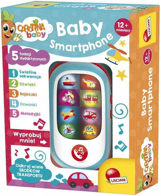 Interaktywna zabawka Carotina Baby Lisciani Smartfon z 5 funkcjami dydaktycznymi (8008324089741) - obraz 1