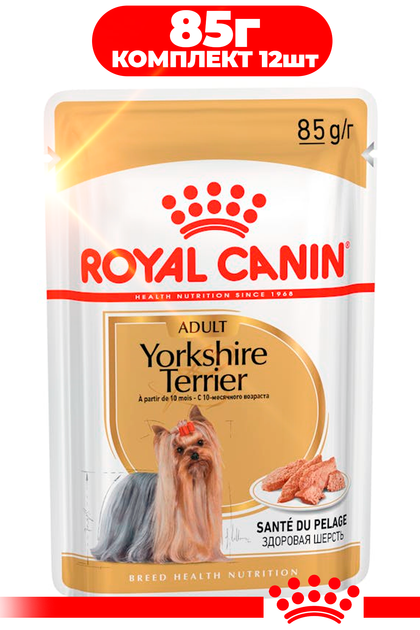 Влажный корм Royal Canin Yorkshire Adult для взрослых собак породы йоркширский терьер 85г КОМПЛЕКТ 12шт - Фото 1 Влажный корм Royal Canin Yorkshire Adult для взрослых собак породы йоркширский терьер 85г КОМПЛЕКТ 12шт - изображение 1