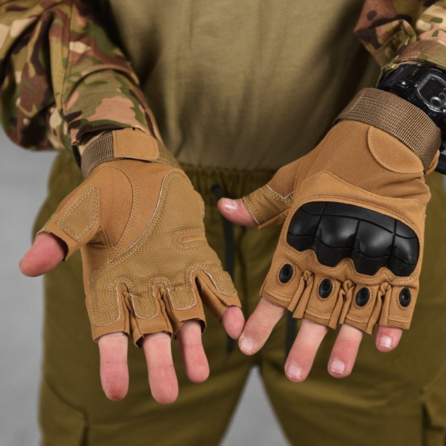 Безпалі рукавиці із захисними накладками Outdoor Tactics койот розмір M - зображення 1