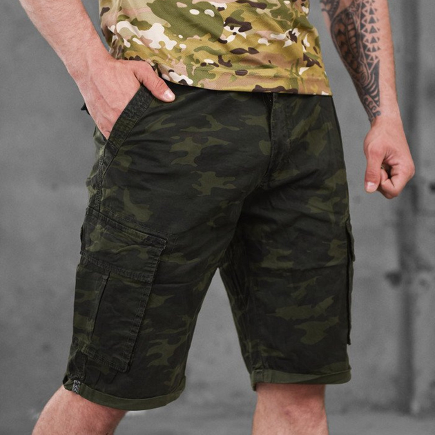 Чоловічі шорти з місткими кишенями зелений мультикам розмір S - зображення 2