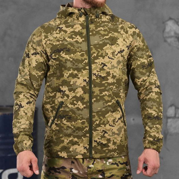 Мужская легкая куртка с капюшоном Fuzz мембранная стрейч ткань пиксель размер XL - изображение 1