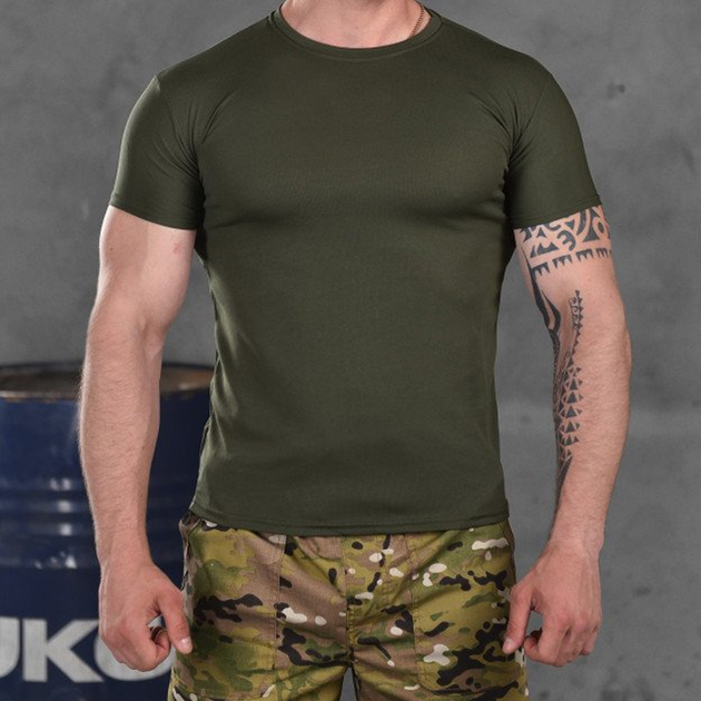 Мужская потоотводящая футболка Coolpass олива размер L - изображение 1