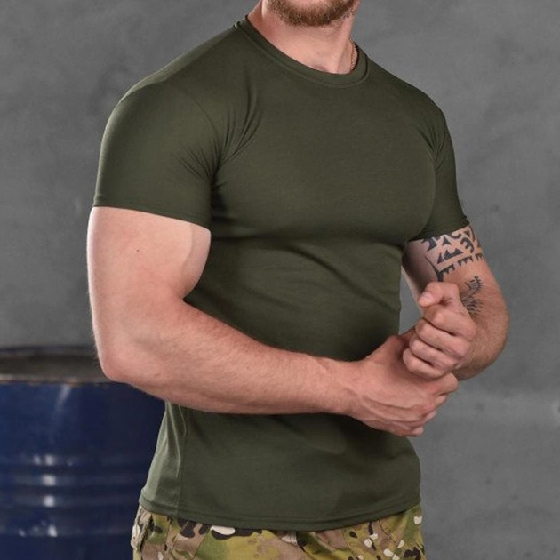 Мужская потоотводящая футболка Coolpass олива размер L - изображение 2