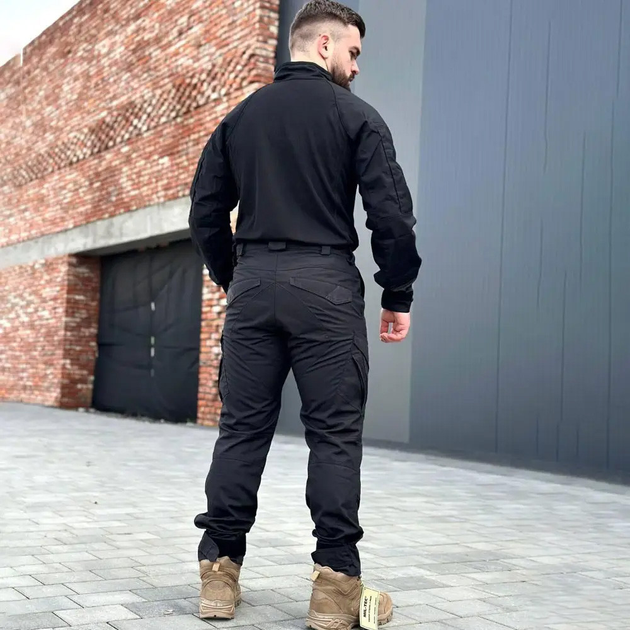 Легкі Чоловічі Штани з посиленими колінами чорні розмір XL - зображення 2