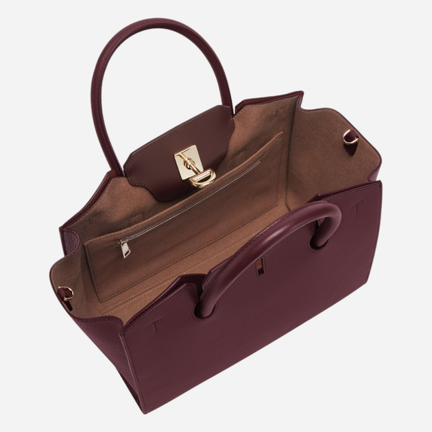 Torebka shopper damska skórzana Furla Genesi M Bordowa (8050597384795) - obraz 4