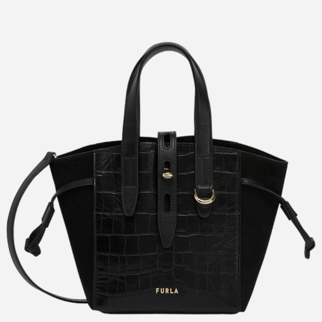 Torba shopper damska skórzana Furla Net Czarna (8050597394114) - obraz 1