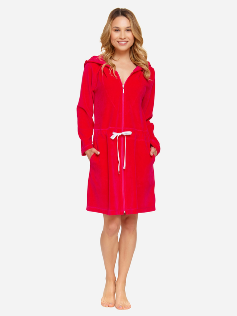 Халат жіночий бавовняний з капюшоном Doctor Nap SWO.1008 XXL Червоний (5902701188085) - зображення 1