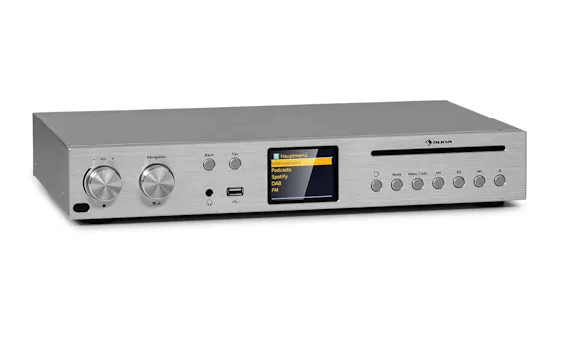 HiFi-ресивер Auna Silver Star CD, 60 Вт RMS, клас D - Фото 1 HiFi-ресивер Auna Silver Star CD, 60 Вт RMS, клас D - зображення 1