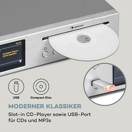 HiFi-ресивер Auna Silver Star CD, 60 Вт RMS, клас D - Фото 4 HiFi-ресивер Auna Silver Star CD, 60 Вт RMS, клас D - зображення 4