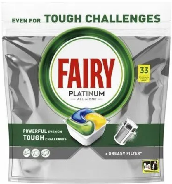 Капсулы для посудомоечных машин Fairy Platinum Лимон 33 шт ...