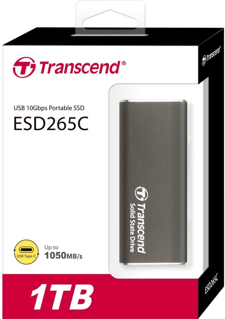 SSD диск Transcend External ESD265C 1TB USB Type-C 3D NAND TLC