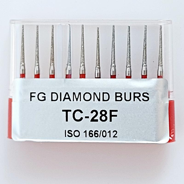 Бор алмазный FG турбинный наконечник упаковка 10 шт UMG 1,2/10,0 мм конус 806.314.166.514.012 (TC-28F) - изображение 1