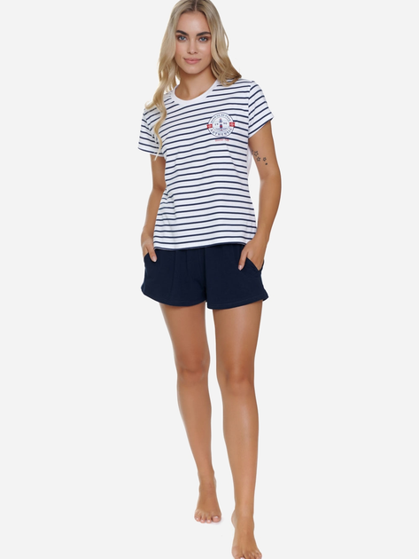 Піжама (футболка + шорти) жіноча бавовняна Doctor Nap PM.5350 XXL Білий/Темно-синій (5902701195137) - зображення 1