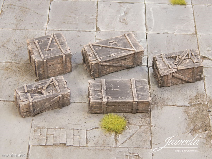 Декор Juweela Старі дерев'яні ящики Темні масштаб 1:45 5 шт (4260360089244) - зображення 2