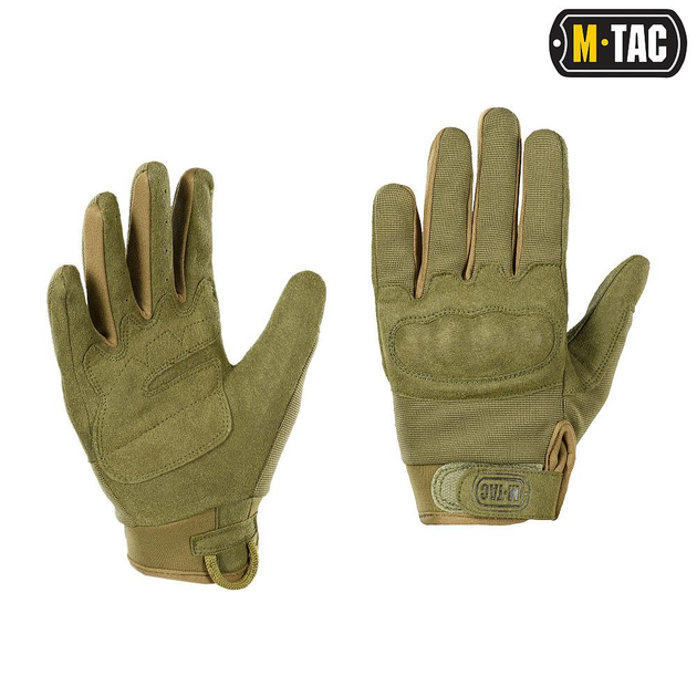 Стрілецькі тактичні рукавички з інтегрованим захистом кістячок та липучкою на зап'ясті M-Tac Assault Tactical Mk.5 Olive (Оливкові) Розмір L - зображення 1