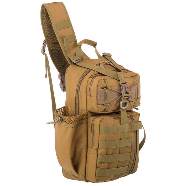 Рюкзак тактический (Сумка-слинг) с одной лямкой SILVER KNIGHT YQS-005 (нейлон размер 43х24х11см Хаки - изображение 1
