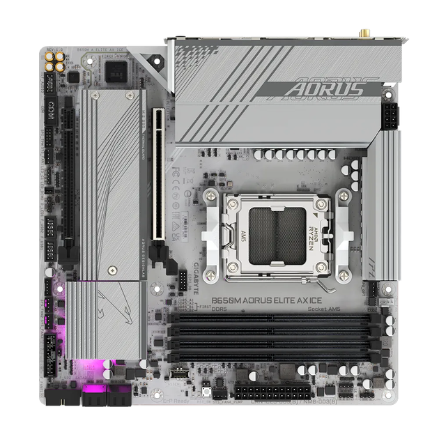 Материнская плата Gigabyte B650M AORUS ELITE AX ICE Socket AM5/AMD/Micro-ATX/1хHDMI/DisplayPort - изображение 3