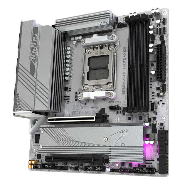 Материнская плата Gigabyte B650M AORUS ELITE AX ICE Socket AM5/AMD/Micro-ATX/1хHDMI/DisplayPort - изображение 6