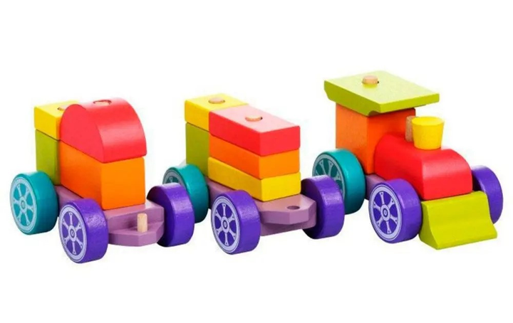 Drewniana zabawka Cubika Pociąg Rainbow Express LP-3 15 części (4823056512923) - obraz 4