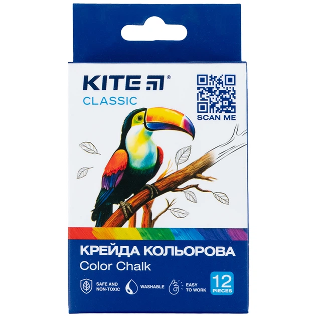Мел цветной, 12 шт. Kite Classic - Фото 1 Мел цветной, 12 шт. Kite Classic - изображение 1