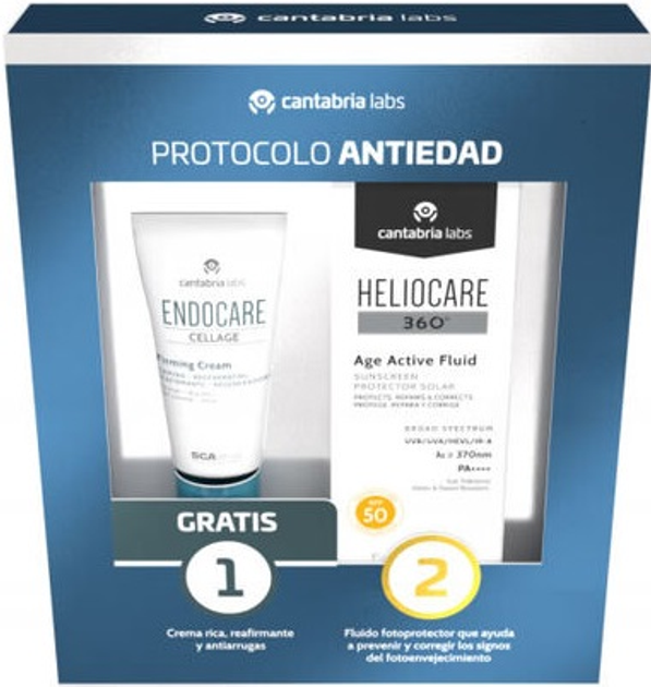 Zestaw Heliocare 360 Age Active Przeciwsłoneczny fluid do twarzy SPF 50 50 ml + Krem do twarzy 15 ml (8436574363463) - obraz 1