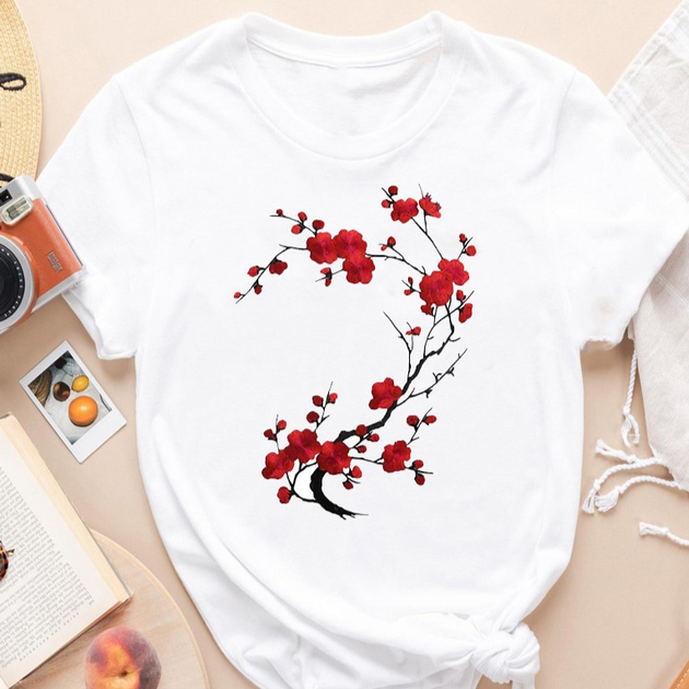 Футболка хлопковая большого размера женская Love&Live Delicate Florals ...