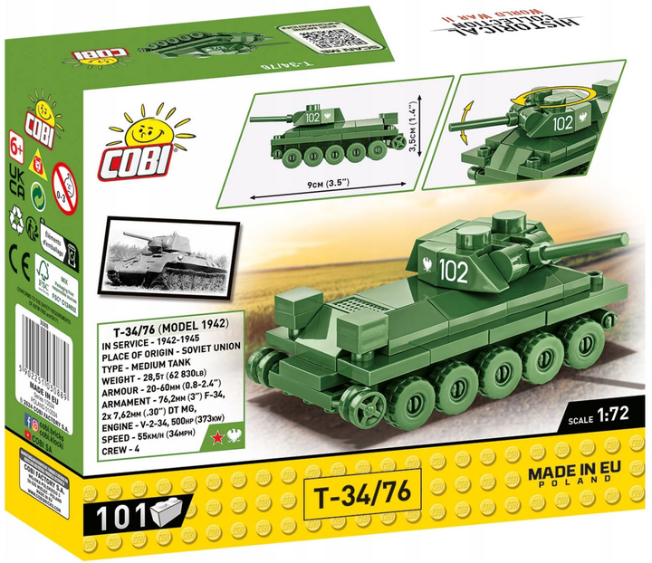 Klocki konstrukcyjne Cobi Historical Collection World War II T-34 101 element (5902251030889) - obraz 6