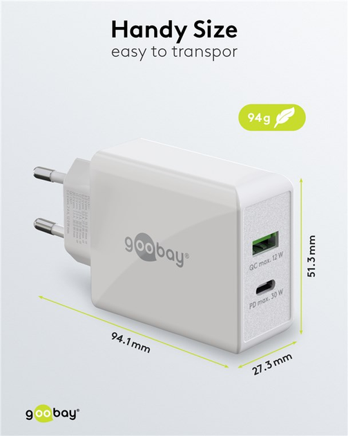 Ładowarka sieciowa Goobay USB-C PD Dual Fast Charger 30W White - obraz 6
