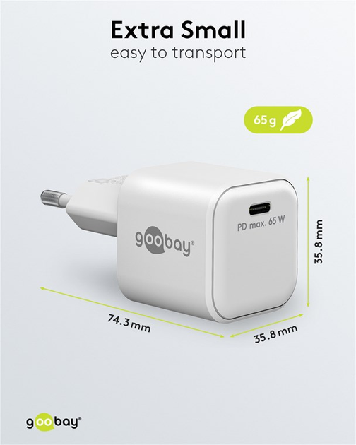 Ładowarka sieciowa Goobay USB-C PD GaN Fast Charger Nano 65W White - obraz 6