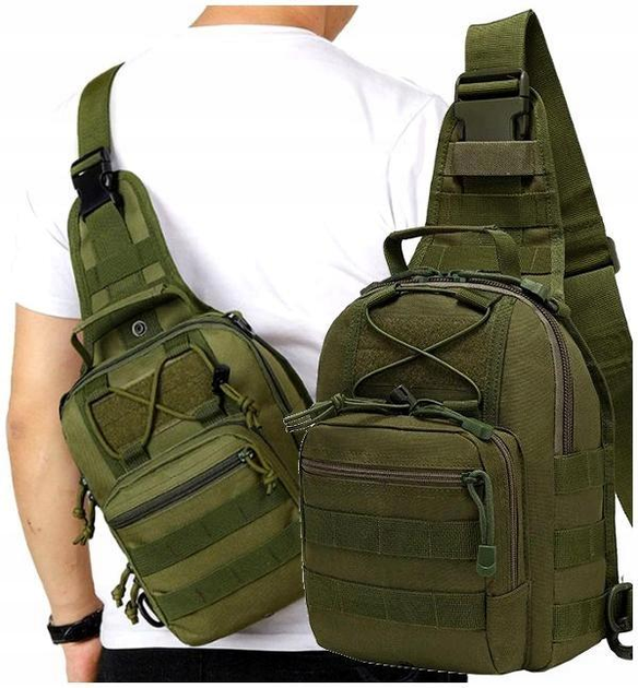 Військова тактична сумка через плече EDIBAZZAR T126 зелена - зображення 2