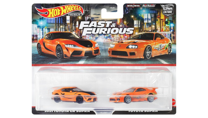 Машинка Premium 2шт Hot Wheels 2021 Toyota GR Supra / Toyota Supra Fast & Furious 2-Packs 1:64 HKF54 Orange - Фото 2 Машинка Premium 2шт Hot Wheels 2021 Toyota GR Supra / Toyota Supra Fast & Furious 2-Packs 1:64 HKF54 Orange - зображення 2