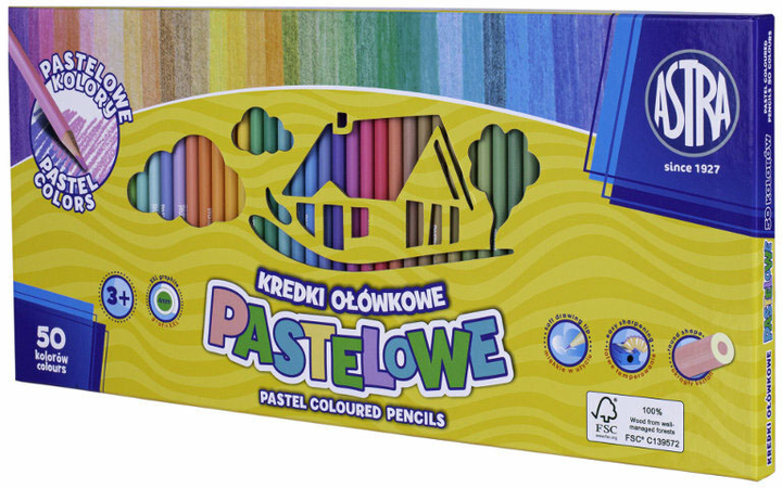 Набір кольорових пастельних олівців Astra 50 шт (5901137155135) - зображення 1