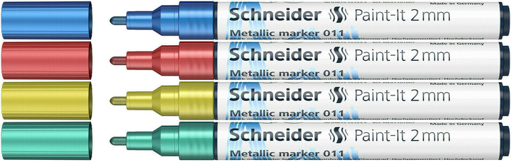 Набір акрилових маркерів Schneider Paint-It Metallic ML01111502 2 мм 4 шт (4004675151773) - зображення 2