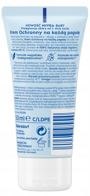 Krem dla dzieci Nivea Baby ochronny na każdą pogodę 50 ml (0000042439554) - obraz 2