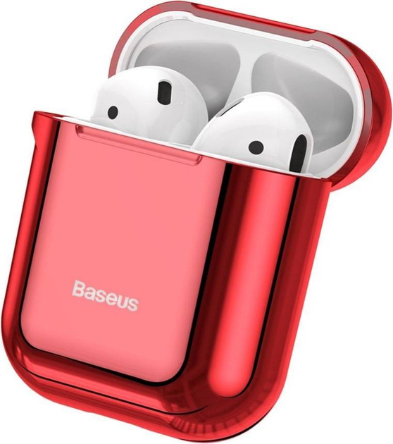 Чохол Baseus Metallic Shining Ultra-thin Silicone Protector Case with Hook for Airpods 1 / 2 Red (ARAPPOD-A09) - зображення 2