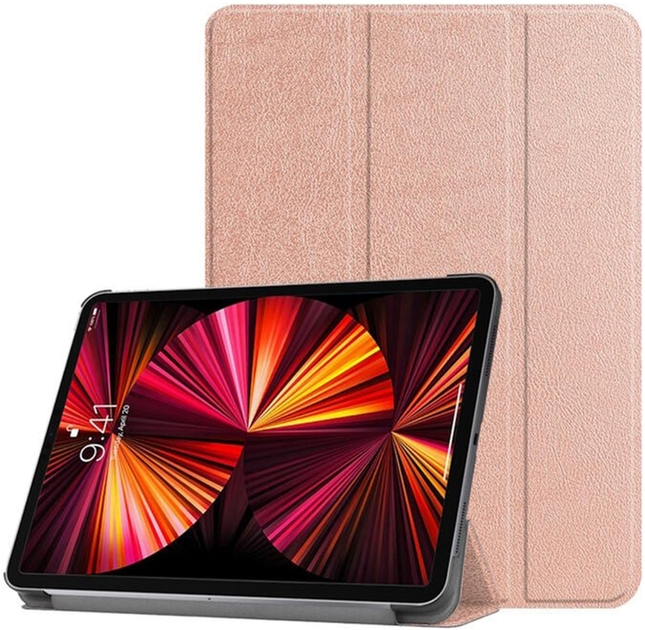 Etui z klapką iLike Tri-Fold Eco-Leather Stand Case do Lenovo Tab M10 Plus 10.6" Rose Gold (ILK-TRC-L2-RG) - obraz 1