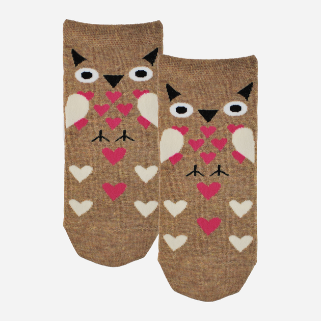 Шкарпетки жіночі прикольні короткі бавовняні Noviti ST023-W-02 39-42 Бежеві (5905204314852) - зображення 2