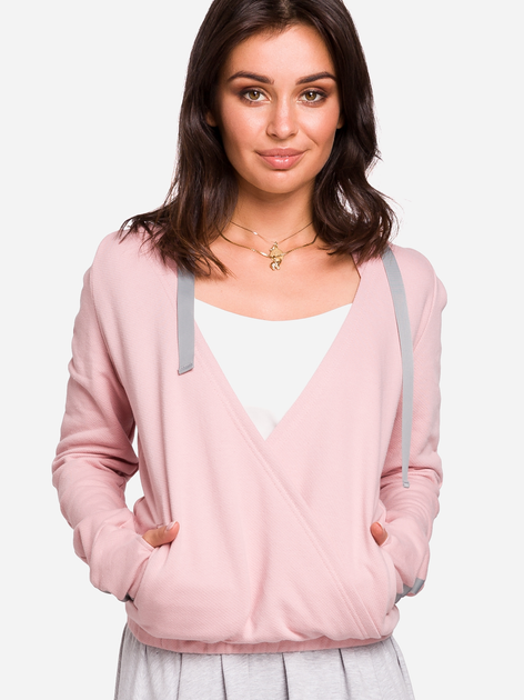Bluza damska z kapturem elegancka BeWear B127 2XL Różowa (5903068448669) - obraz 1
